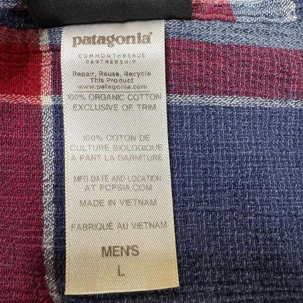 Patagonia Mens L Plaid Organic Cotton Short Sleeve Pucker Weave Button Down - Picture 4 of 7